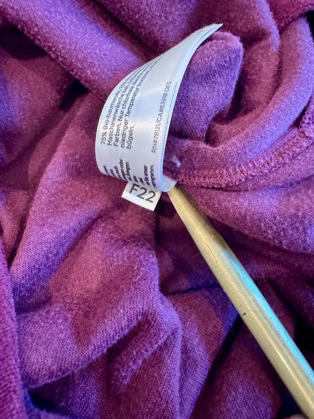 Eileen Fisher Funnel Neck Box Top Purple Velour Velvet Long Sleeve XXS NWOT - Picture 6 of 6